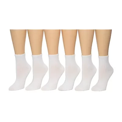 Cuddl Duds Womens 6 Pair Quarter Ankle Socks