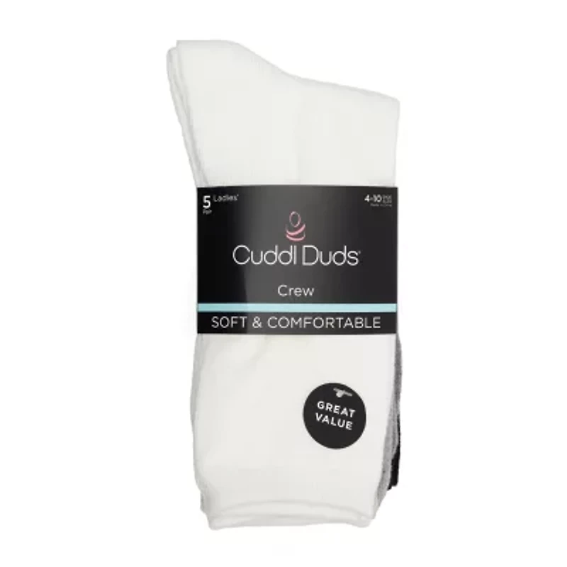 Cuddl Duds Womens 5 Pair Crew Socks