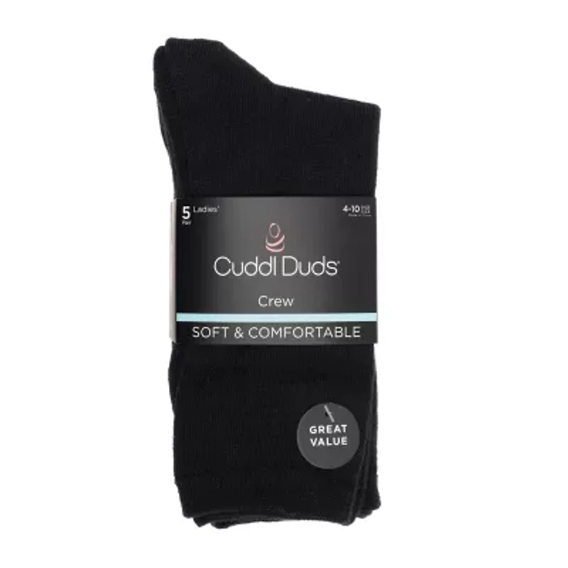 Cuddl Duds Womens 5 Pair Crew Socks