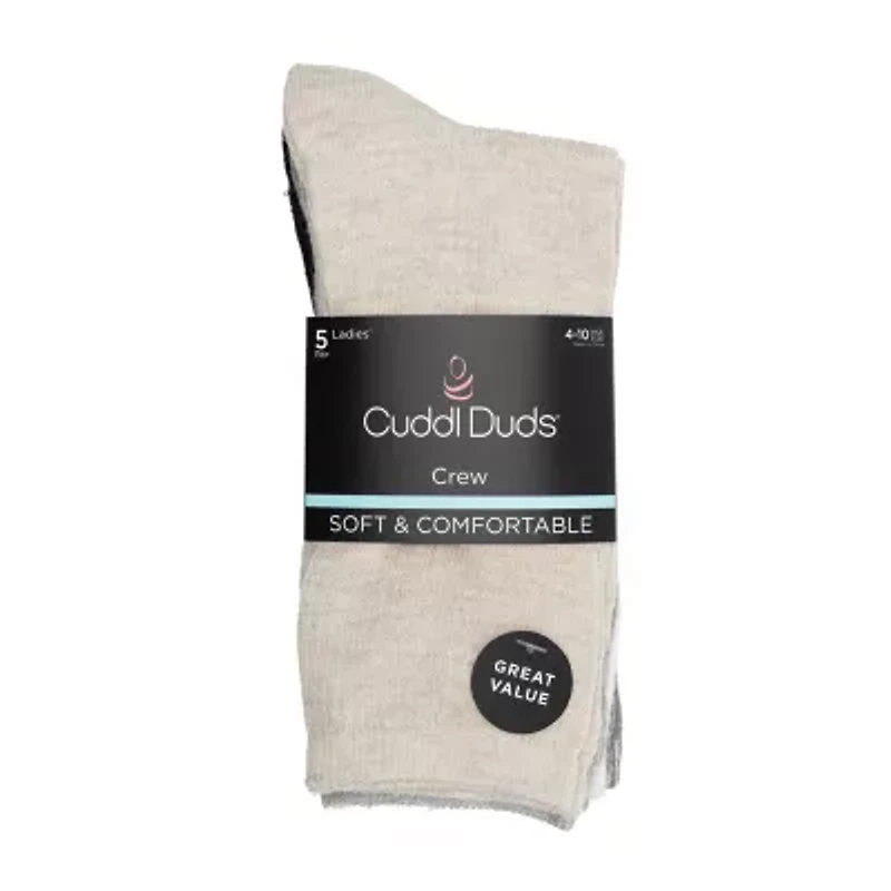 Cuddl Duds Womens 5 Pair Crew Socks