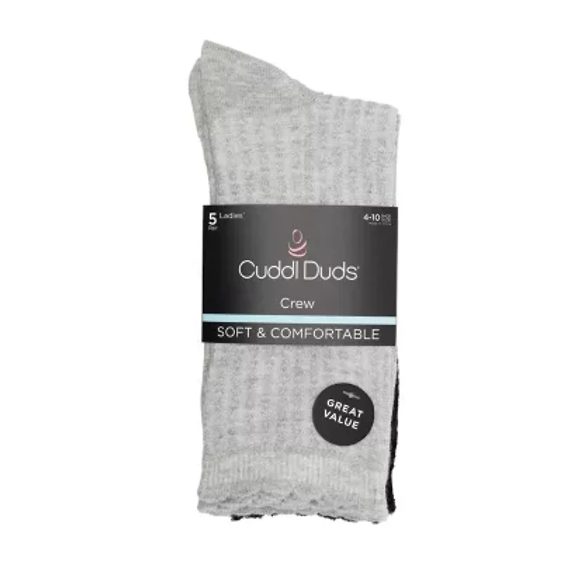 Cuddl Duds Womens 5 Pair Crew Socks
