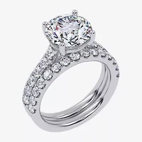 (G-H / Si1-Si2) Womens 4 CT. T.W. Lab Grown White Diamond 14K Gold Round Side Stone Bridal Set