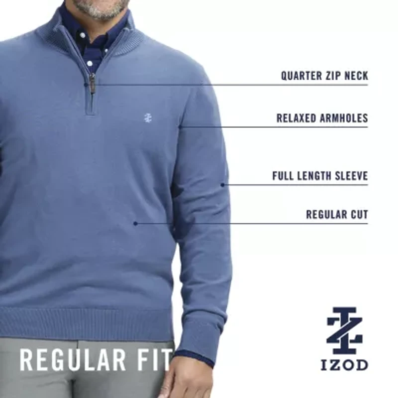 IZOD Honeycomb Mens Long Sleeve Quarter-Zip Pullover Sweater