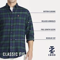 IZOD Stratton Mens Long Sleeve Stretch Fabric Classic Fit Flannel Shirt