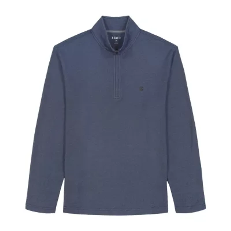 IZOD Feeder Stripe Mens Long Sleeve Big and Tall Quarter-Zip Pullover