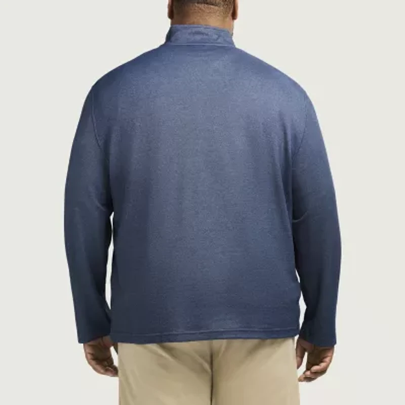 IZOD Feeder Stripe Mens Long Sleeve Big and Tall Quarter-Zip Pullover