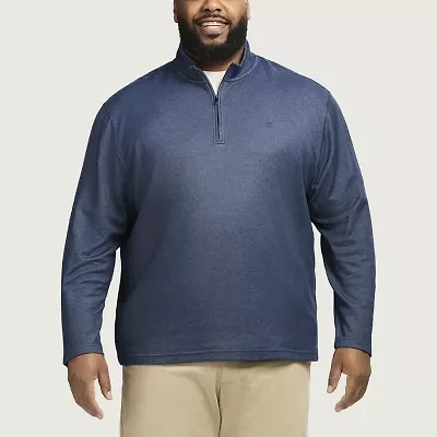 IZOD Feeder Stripe Mens Long Sleeve Big and Tall Quarter-Zip Pullover