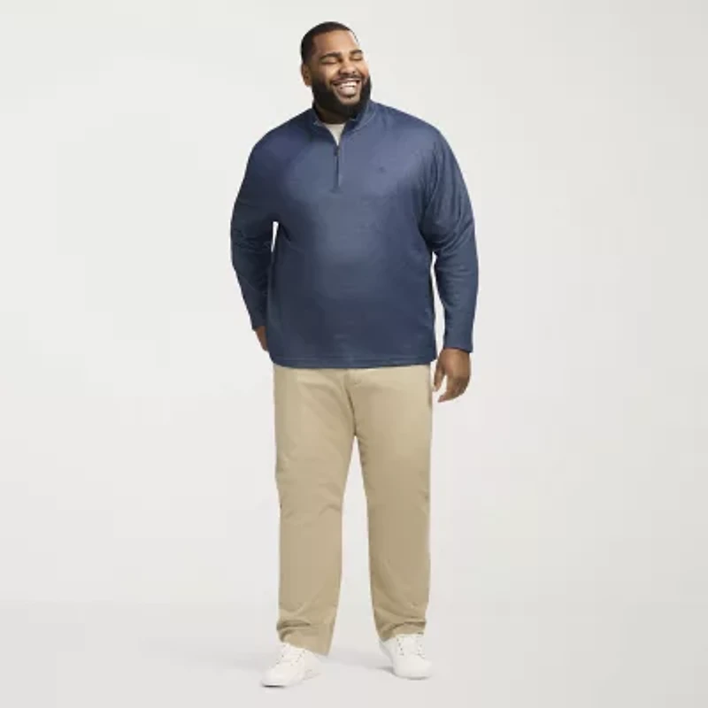 IZOD Feeder Stripe Mens Long Sleeve Big and Tall Quarter-Zip Pullover