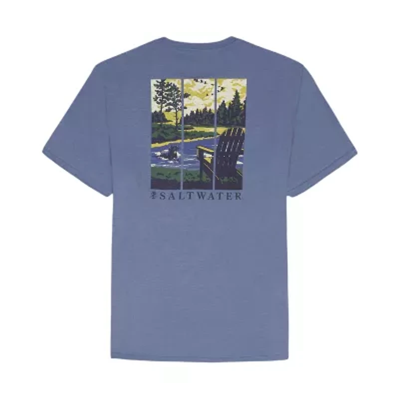 IZOD Saltwater Mens Crew Neck Short Sleeve Classic Fit Big and Tall Graphic T-Shirt