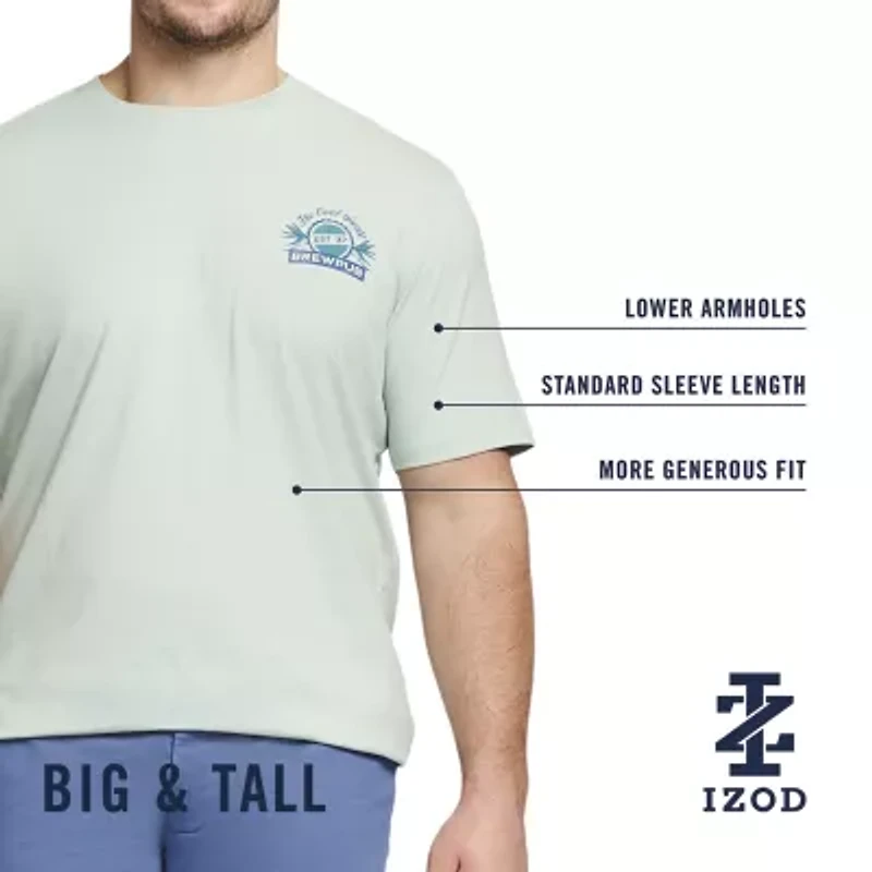 IZOD Saltwater Mens Crew Neck Short Sleeve Classic Fit Big and Tall Graphic T-Shirt