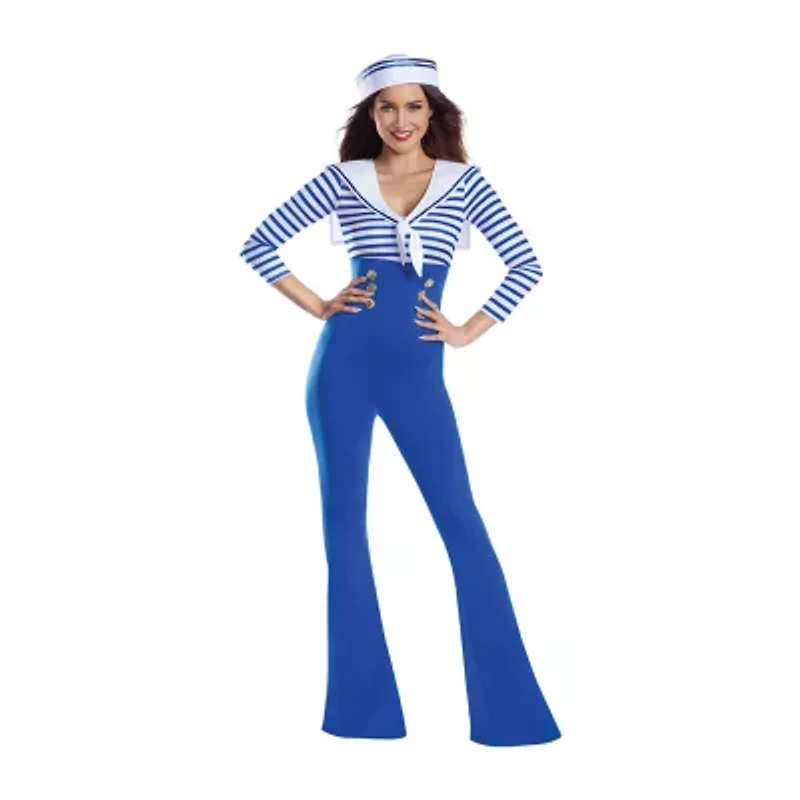 Womens Sailorette Jumpsuit Costume