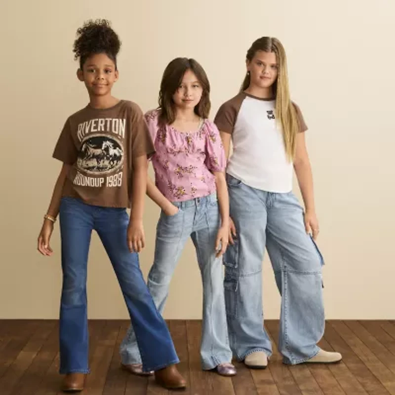 Thereabouts Little & Big Kid Girls Pull On Flare Leg Jean