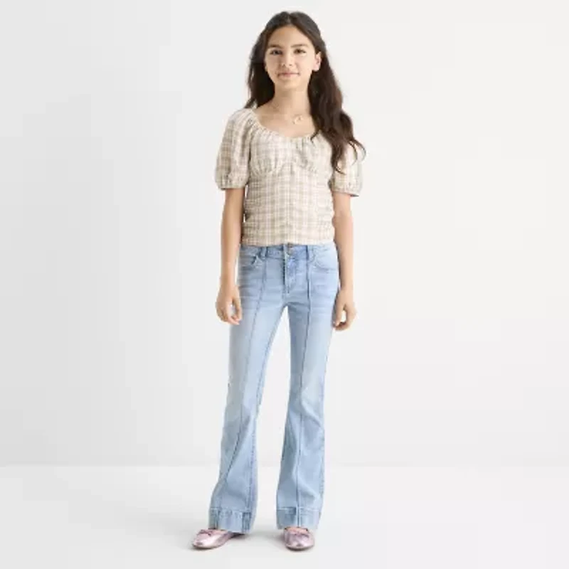 Thereabouts Little & Big Kid Girls Pintuck Flare Leg Jean