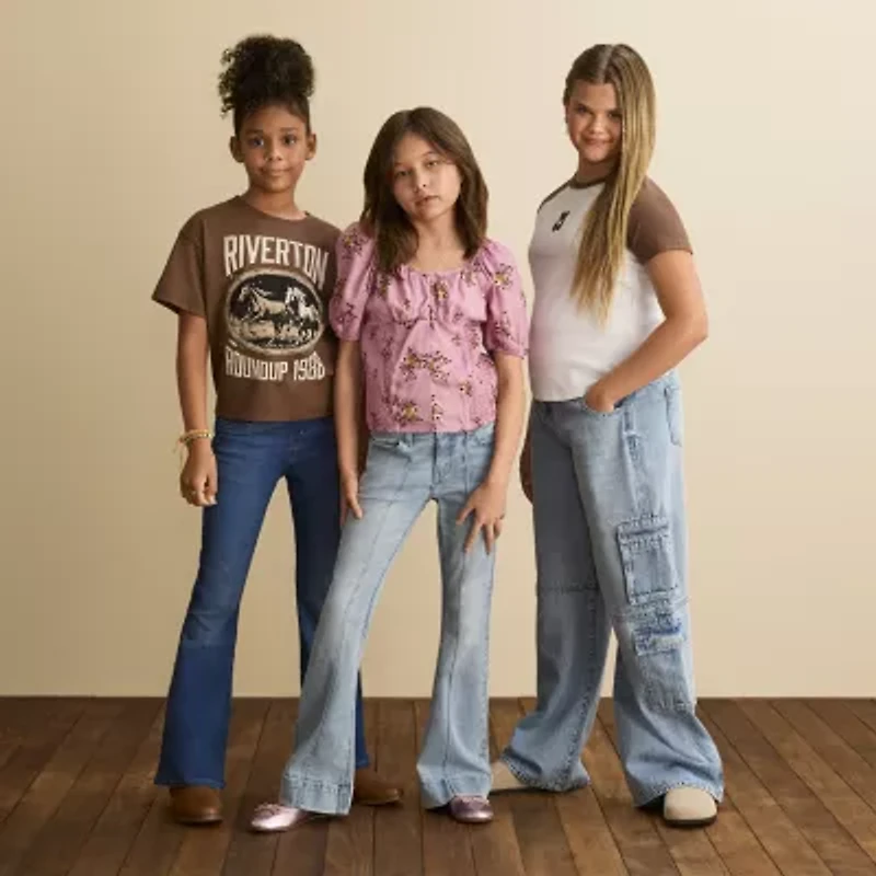 Thereabouts Little & Big Kid Girls Low Rise Wide Leg Cargo Pant