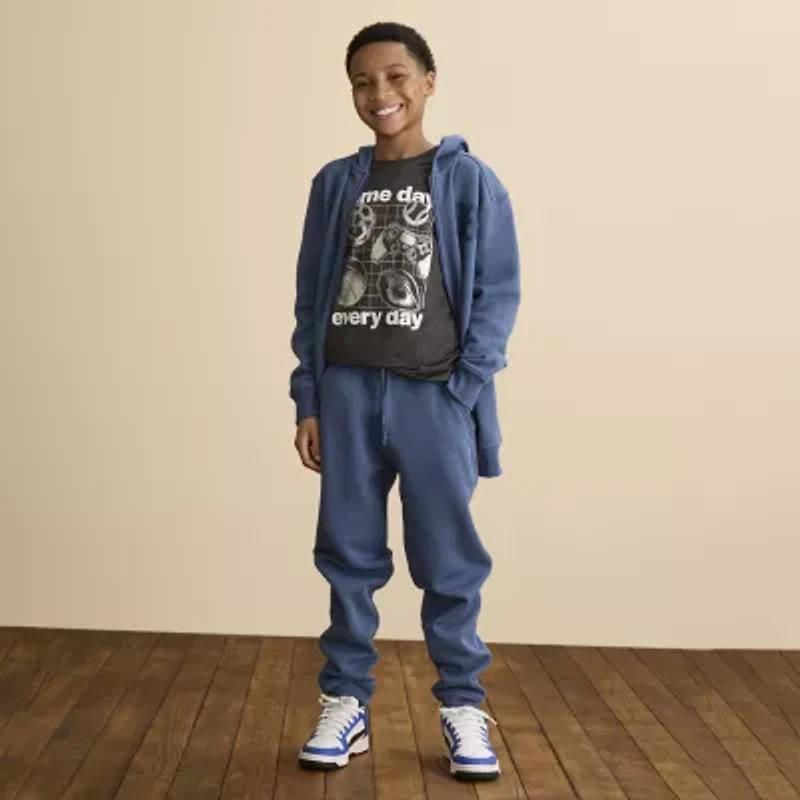 Xersion Little & Big Kid Boys Cuffed Mid Rise Regular Fit Fleece Jogger Pant