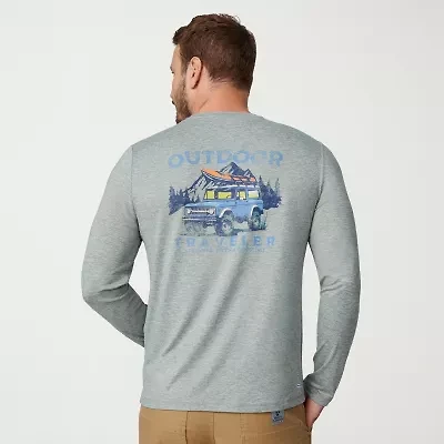 Free Country Mens Crew Neck Long Sleeve Classic Fit Graphic T-Shirt