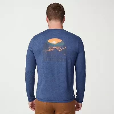 Free Country Mens Crew Neck Long Sleeve Classic Fit Graphic T-Shirt