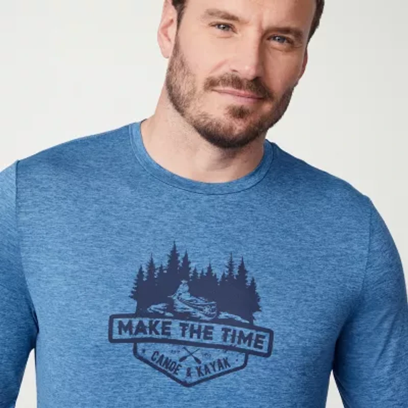 Free Country Mens Crew Neck Long Sleeve Classic Fit Graphic T-Shirt