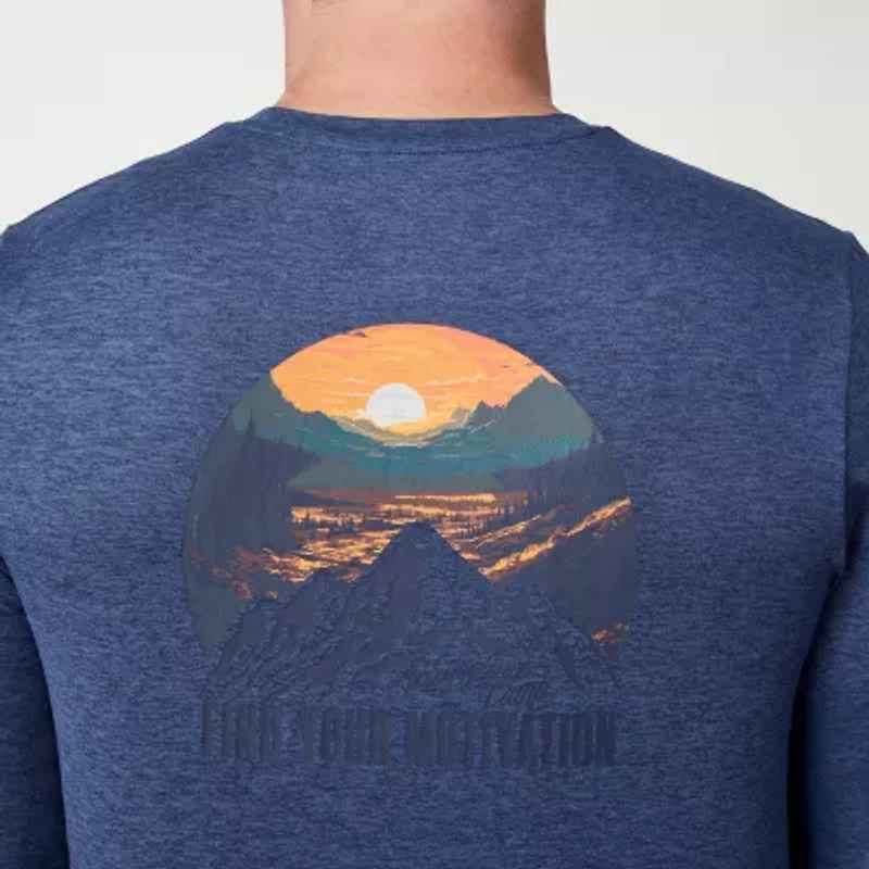 Free Country Mens Crew Neck Long Sleeve Classic Fit Graphic T-Shirt