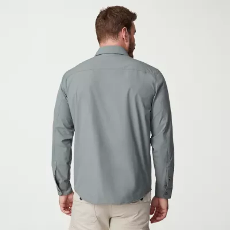 Free Country Mens Long Sleeve Roll Tab Regular Fit Stretch Fabric Button-Down Shirt