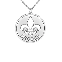 Personalized Womens Sterling Silver Fleur De Lis Name Pendant Necklace