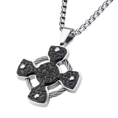 Mens Stainless Steel 24 Inch Pendant Necklace