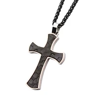 Mens Stainless Steel Cross 24 Inch Pendant Necklace