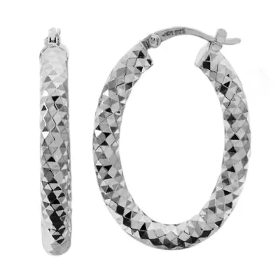 Womens Sterling Silver 34.5mm Hoop Earrings