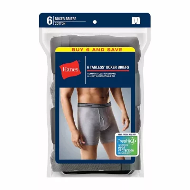 Hanes Freshiq Comfortflex Mens 6 Pack Boxer Briefs J349b6