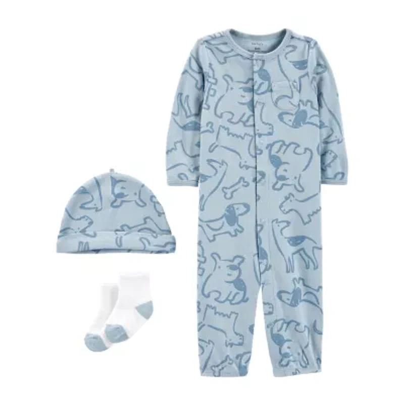 Carter's Baby Boys Rib Crew Neck Long Sleeve 3-pc. Nightgown