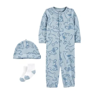 Carter's Baby Boys Rib Crew Neck Long Sleeve 3-pc. Nightgown