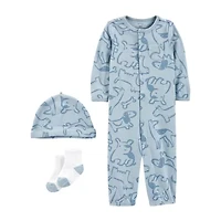 Carter's Baby Boys Rib Crew Neck Long Sleeve 3-pc. Nightgown
