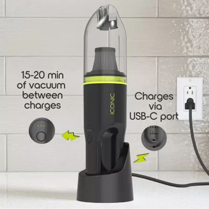 ICONIC Cordless Handheld Vacuum with USB-Charging and Multiple Attachments