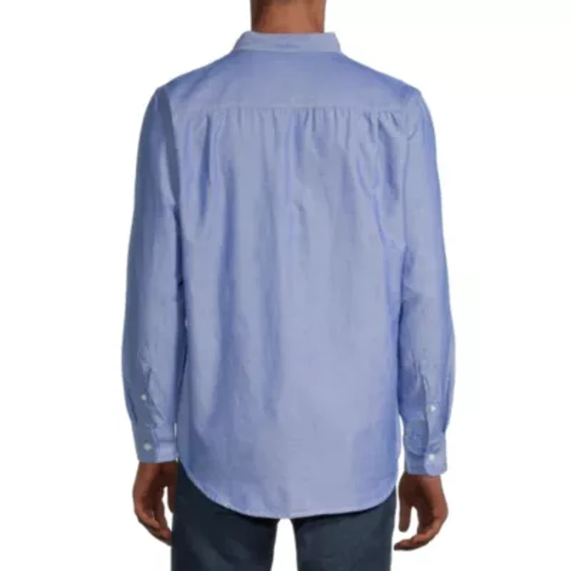 St. John's Bay Performance Oxford Mens Long Sleeve Slim Fit Button-Down Shirt