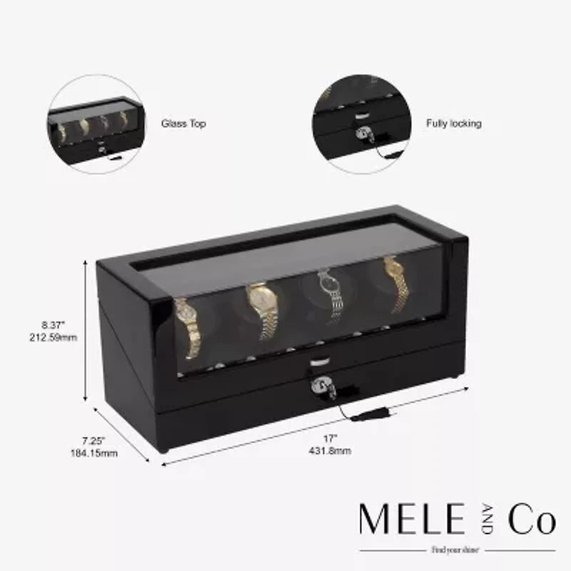 Mele And Co Langdon Lockable Black Watch Box