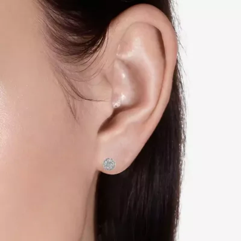 Certified 1/2 CT. T.W. Natural White Diamond 14K Gold 9.5mm Stud Earrings