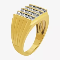 Mens 1/4 CT. T.W. Natural White Diamond 14K Gold Over Silver Fashion Ring