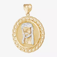 Jesus Head Mens 10K Gold Round Pendant