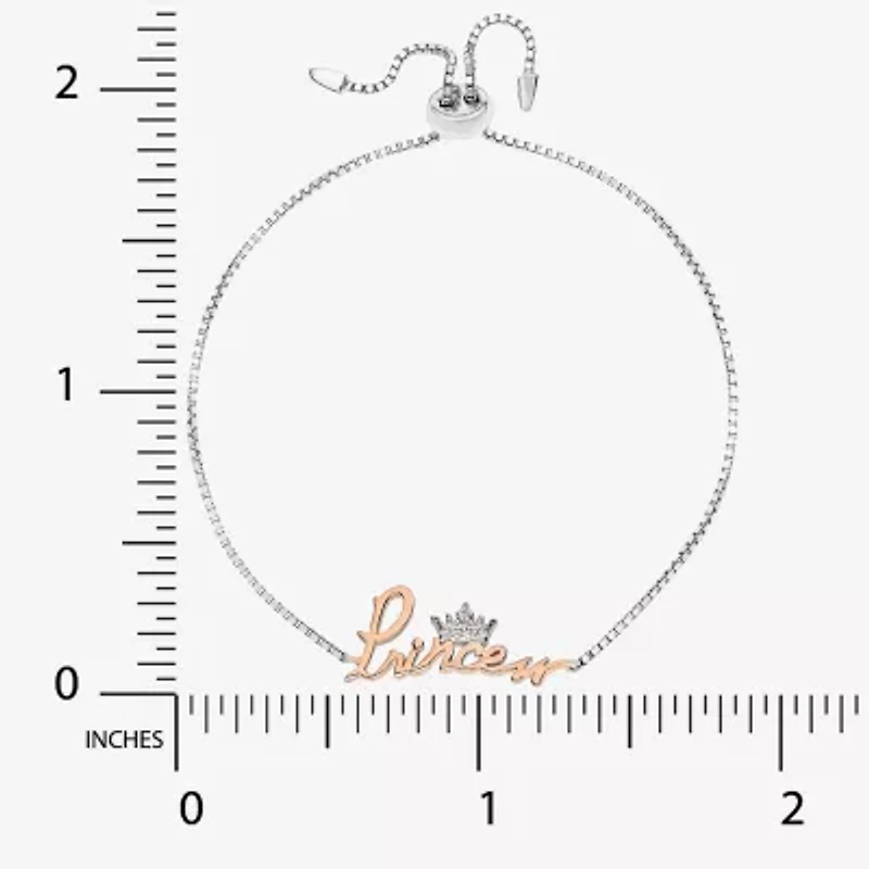 Disney Collection Girls Cubic Zirconia 14K Gold Over Silver Princess Bolo Bracelet