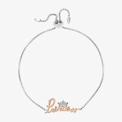 Disney Collection Girls Cubic Zirconia 14K Gold Over Silver Princess Bolo Bracelet