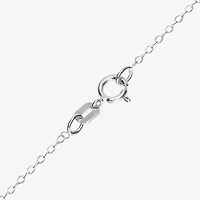 Girls White Crystal Sterling Silver 15 Inch Pendant Necklace