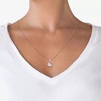 Girls White Crystal Sterling Silver 15 Inch Pendant Necklace