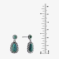 Womens Enhanced Blue Turquoise Sterling Silver Drop Earrings