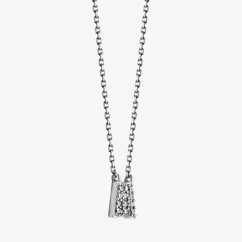 Womens 1/10 CT. T.W. Cubic Zirconia Sterling Silver Round 18 Inch Pendant Necklace