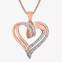 1/10 CT. T.W. Diamond Double-Heart Sterling Silver or 14K Gold Over Pendant Necklace