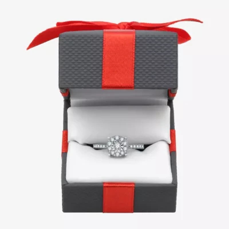 Womens / CT. T.W. Natural White Diamond Sterling Silver Halo Cocktail Ring