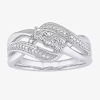 Womens Diamond Accent Natural White Sterling Silver Crossover Cocktail Ring