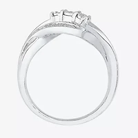 Womens Diamond Accent Natural White Sterling Silver Crossover Cocktail Ring