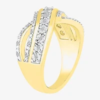 Womens 1/10 CT. T.W. Natural White Diamond 14K Gold Over Silver Band