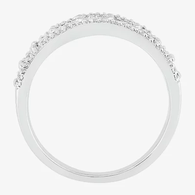 Womens 2MM 1/3 CT. T.W. Natural White Diamond Sterling Silver Band